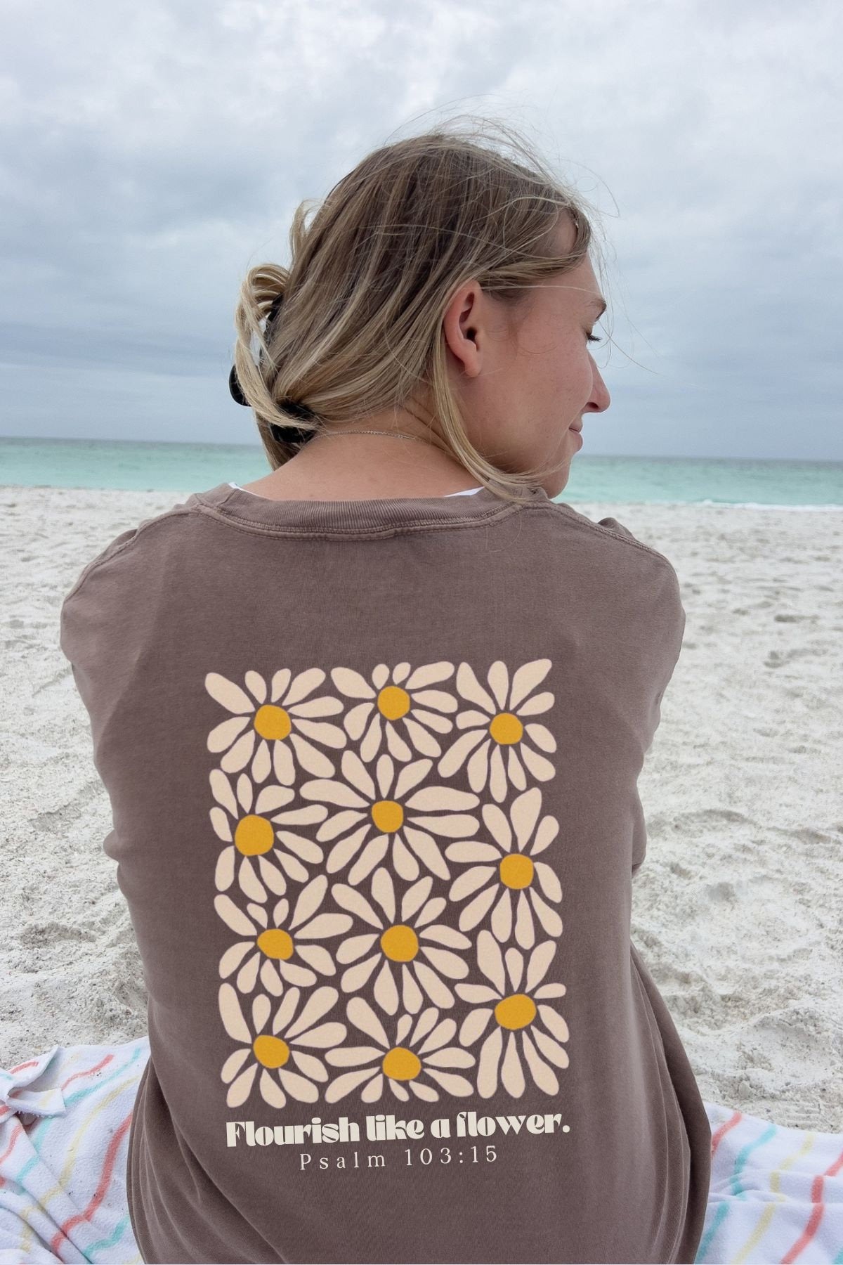 Flower Christian Shirt Boho Christian Bible Verse Shirt Psalms Flourish like a Flower Trendy Christian Faith Based Apparel Psalm 103:15 Tee
